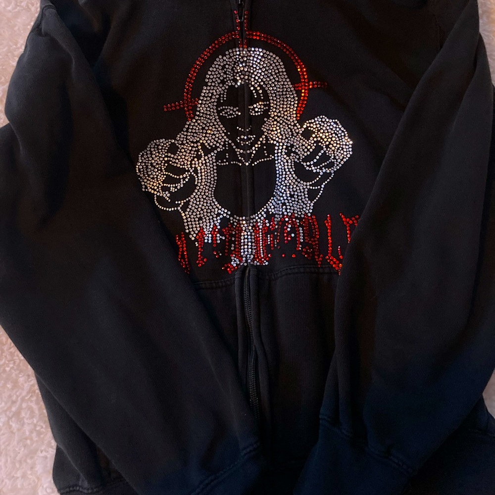 Bedazzled black crew neck